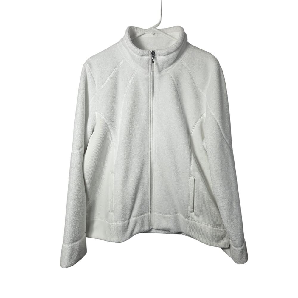IZOD Women's White Full Zip Jacket Size XL Long Sleeve‎ Warm Pockets